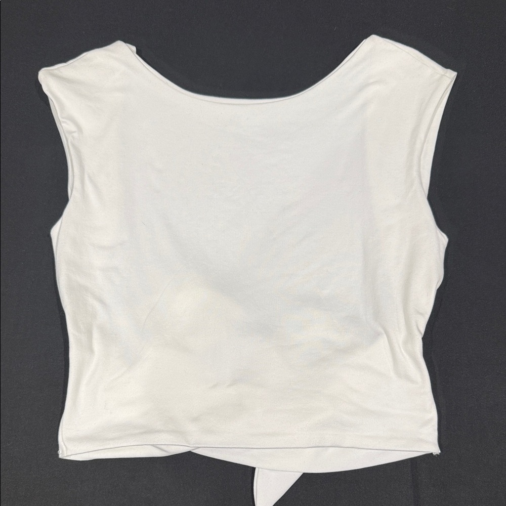 White Sleeveless Open Back With Ties Crop Top